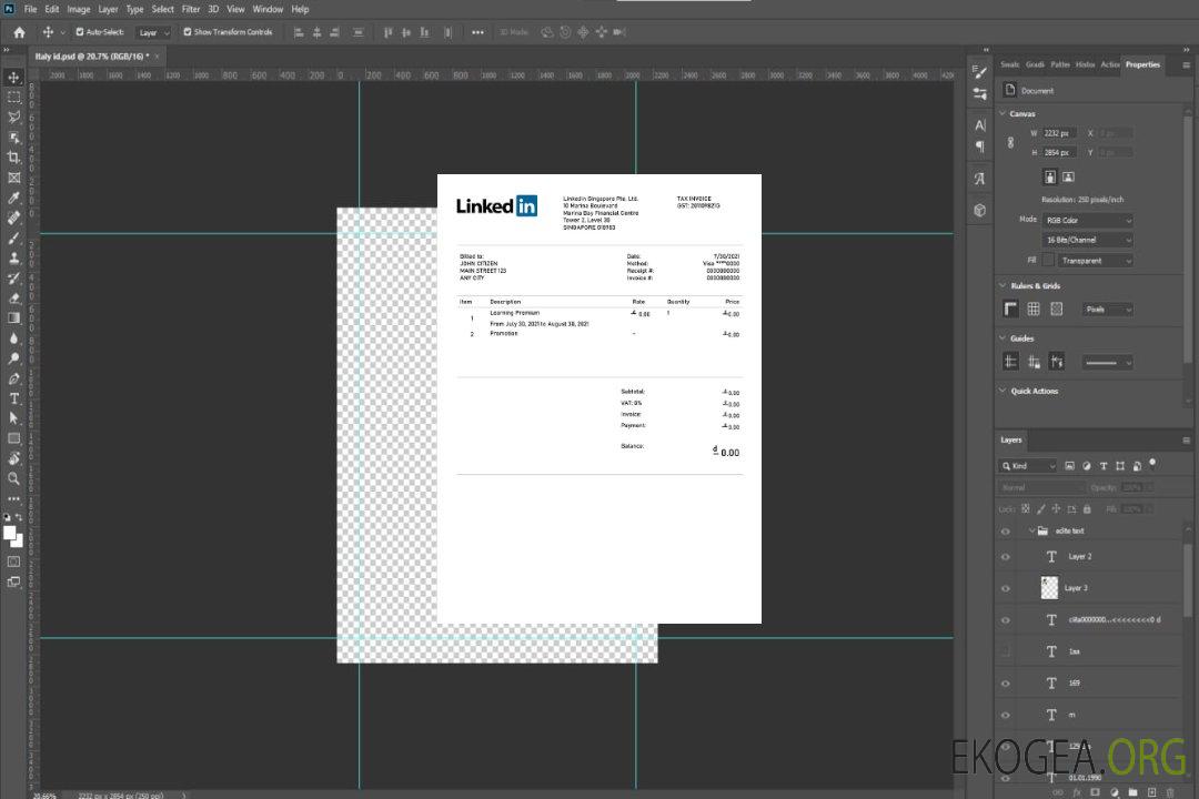 Modèle de facture Linkedin aux États , Unis template